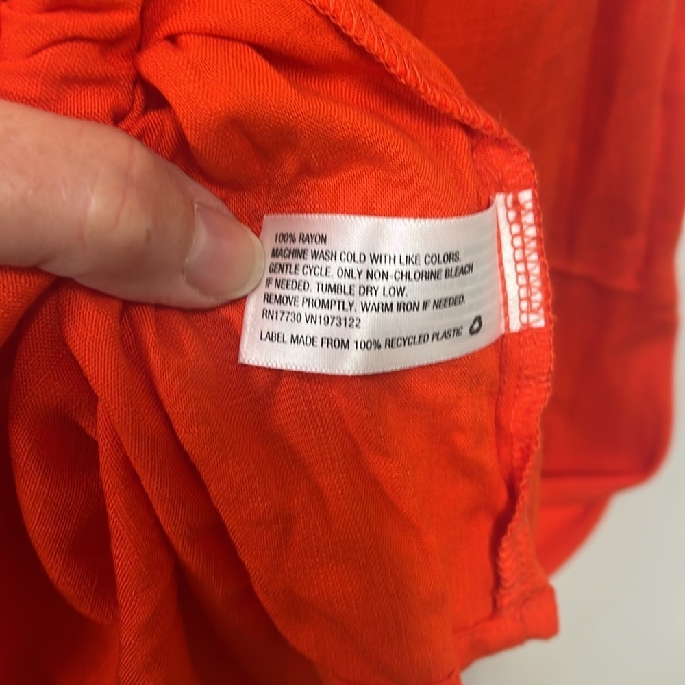 Ava Viv Red/Orange Maxi Dress spaghetti strap Tassle bowtie ruffle plus size 1X - Picture 7 of 9